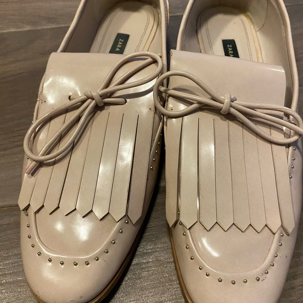 Zara Beige Women's Tassel Loafers - Picture 4 of 4